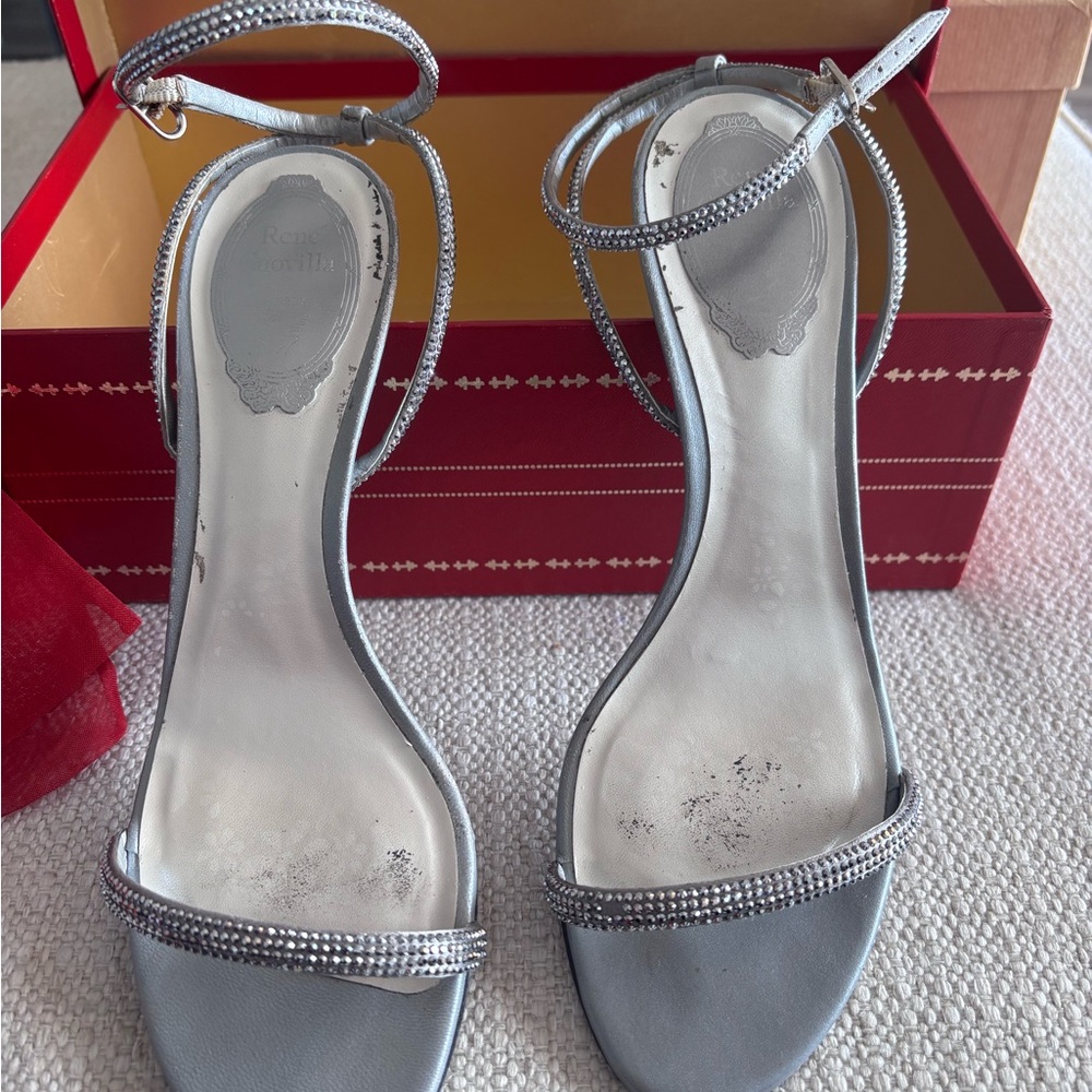 Rene Caovilla Metallic Silver Sandals